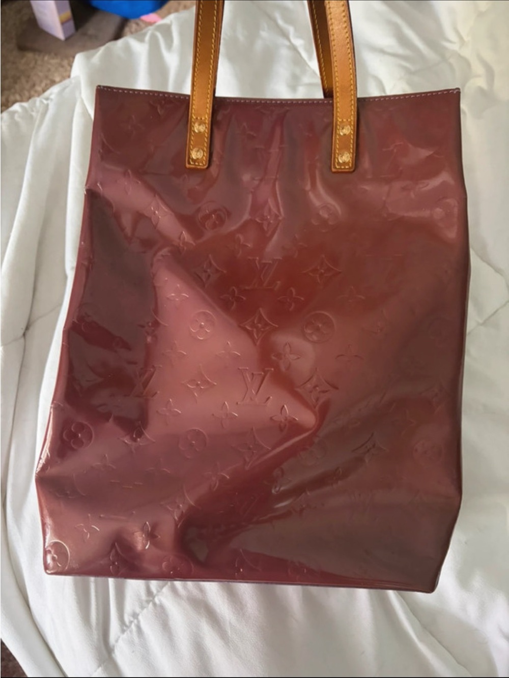 Louis Vuitton Vernis Burgundy Patent Leather Tote